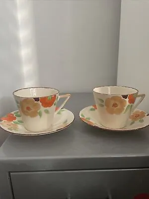 Buy 2 X Vintage Swinnertons  Luxor Vellum Hand Painted Cups And Saucers • 8£