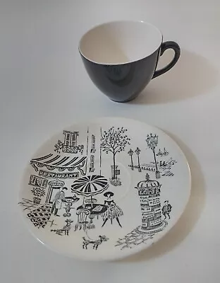 Buy 1950's Vintage Parisienne  Cup & Saucer Ridgway ( Like A. Meakin) Cafe, Poodles. • 7.99£