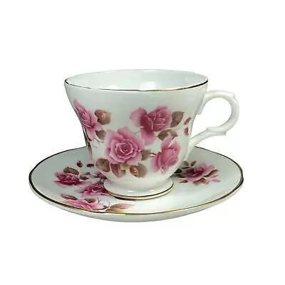 Buy Crown Trent Pink Roses Tea Cup And Saucer Fine Bone China Staffordshire England • 12.99£
