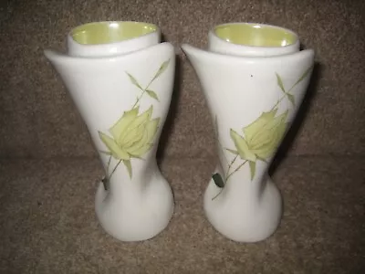 Buy Pair Vintage Mid Century Burleighware Vases 4 3/4  High • 5.99£