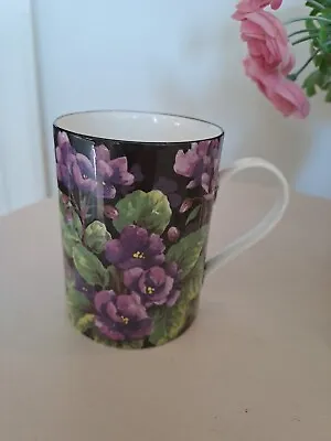 Buy Queens China African Violet Chintz Purple & Black Mug • 3£
