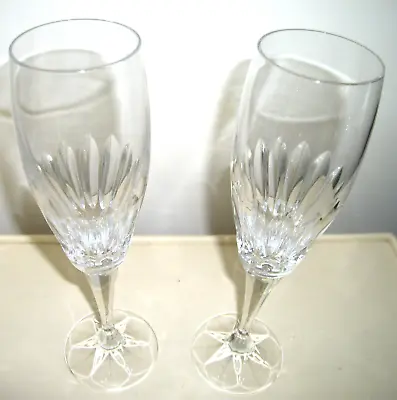 Buy 2 X TALL ELEGANT CUT GLASS CHAMPAGNE GLASSES • 9.99£