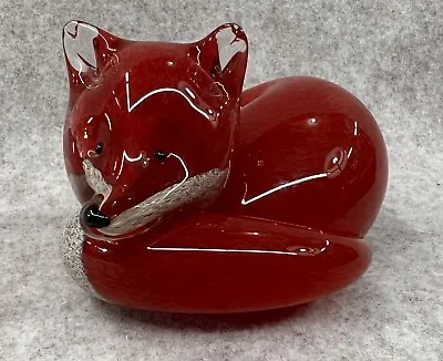 Buy LARGE SIZE Langham England FOX At Rest Art Glass Paperweight SIGNED Paul Miller • 81.94£