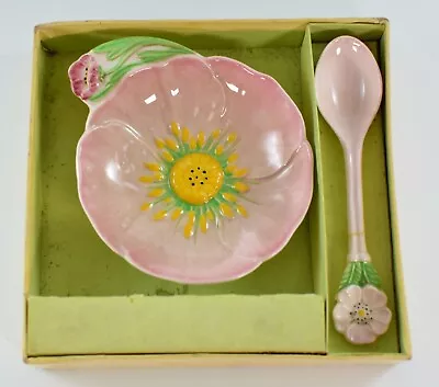 Buy Vintage Carlton Ware Ceramic Pink Buttercup Dish And Spoon Set Boxed • 19.99£
