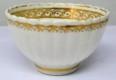 Buy Antique Victorian Fluted Creamware Gilded Tea Bowl Hand Decorated • 6£