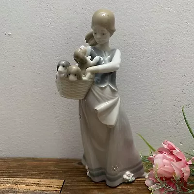 Buy LLadro - No. 1311 Girl Holding Puppies In Basket -  Little Dogs On Hip  • 129.44£