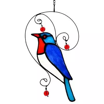 Buy Blue Birdecor Stained Glass Window Hangings, Bird Sun Catcher For D • 40.78£