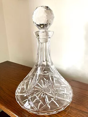 Buy English Vintage Large Cut Glass Crystal Ship's Decanter With Stopper, 28 Cm High • 25£