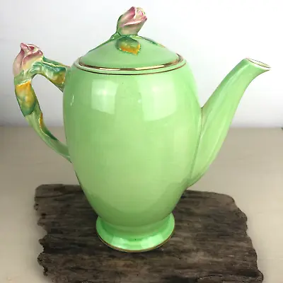 Buy Vintage ROYAL WINTON GRIMWADES England ROSEBUD Green Coffee Pot / Teapot  C1930s • 35£