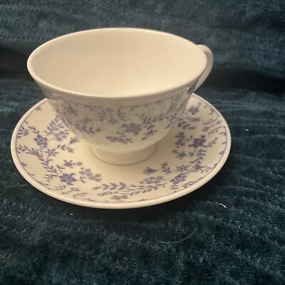 Buy Royal Vale Pedestal Tea Cup And Saucer - Blue Flowers  - Made In England • 90.93£