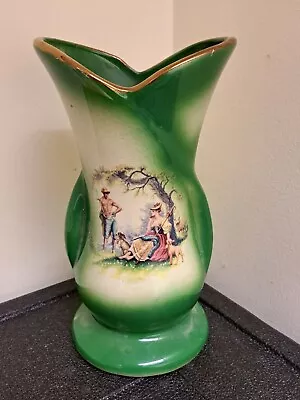 Buy Vintage Staffordshire Ironstone Green Vase Shepherdess  • 9.95£