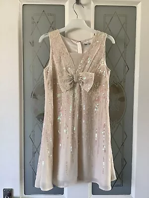 Buy Girls Marks And Spencer Cream/Pink Sequin Special Occasion Dress Age 8 Years  • 5£