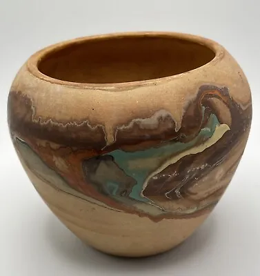 Buy Vintage Nemadji Pottery Vase - Old Clay: Turquoise, Orange, Brown • 42.68£
