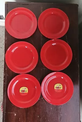 Buy Vintage 1960s 6 X PYREX 19cm Side Plates JAJ Red Sprayware  2 + Original Labels • 18£