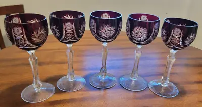 Buy VTG Nachtmann Traube 5 Wine Glasses 7.5  Purple Amethyst Bohemian Czech Crystal • 161.21£