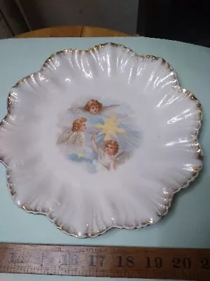 Buy Porcelain Shell Golden Rimmed Cabinet Plate With Angels Antique Continental 9  • 22£