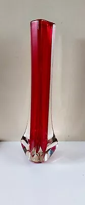Buy Whitefriars Ruby Red Tricorn Vase Pattern Number 9570. • 8.50£