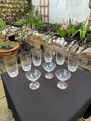 Buy Six 1950s Cut Crystal High Ball Glasees & Three Small Champagne Coupes • 50£