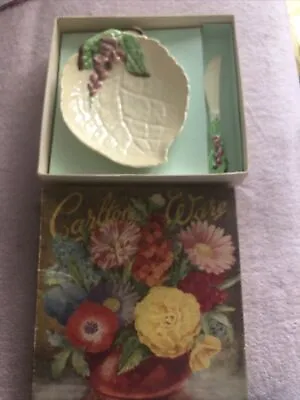 Buy Vintage Carlton Ware Leaf And Foxglove Butter Dish & Spreader In Box • 15£