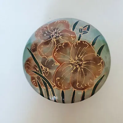 Buy Vintage Kewdos Ltd Pottery Hand Painted Porcelain Round Trinket Box 4.5  • 10£