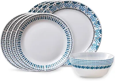 Buy Corelle Dinnerware Set Everyday Expressions 12 Pc Service 4 Azure Blue • 44.65£