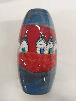 Buy STUDIO POOLE- HAND CAST HAND PAINTED RED BEACH HUTS 8inch Vase  • 49.99£