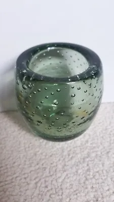 Buy Whitefriars Controlled Bubble Green Glass Vase 65 Mm • 30£