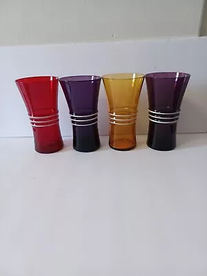 Buy 4 Anchor Hocking Art Deco 1930's Ringling Glass Tumblers 5 5/8 In. Tall. • 37.79£