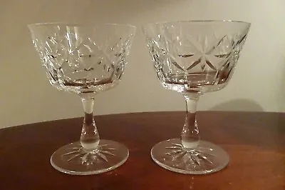 Buy Pair Of Vintge Cut Glass Crystal Champagne Sherbert Glasses In Good Condition • 18.99£