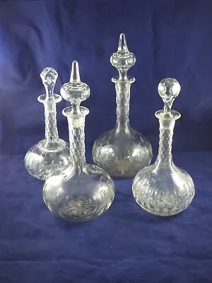 Buy 4 Victorian Crystal Glass Decanters Shaft & Globe • 19.95£