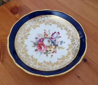 Buy Vintage Hammersley Bone China Blue & Gilt Floral Saucer / Small Plate • 8.07£