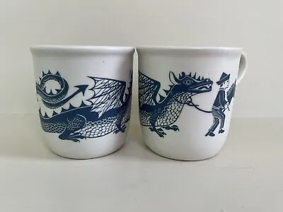 Buy Orr Pottery Lybster Scotland Stoneware Craftmade Cups Mugs X 2 Dragon Child • 29.99£