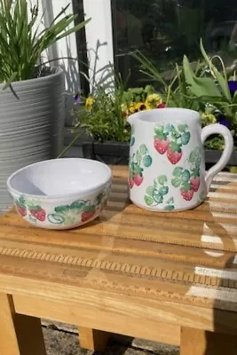 Buy Nicola Fasano Ceramic Milk Jug And Sugar / Cream Bowl In Strawberry Design • 18£