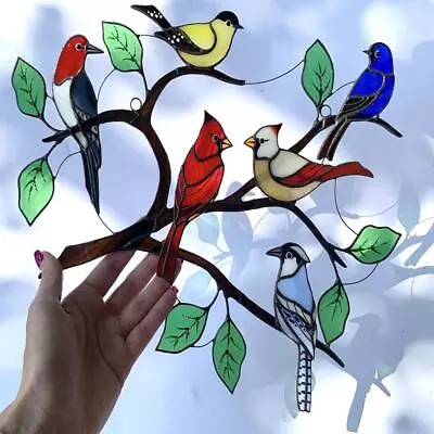Buy Stained Glass Window Hangings, Stained Glass Window Panel, Gorgeous Birds • 10.80£