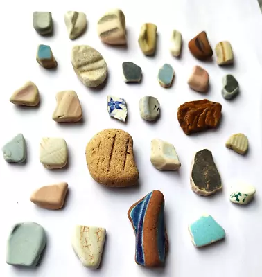 Buy 30 Sea Glass Pottery Multicoloured Vintage Pieces Mosaic Craft Jewellery Art SML • 13.99£