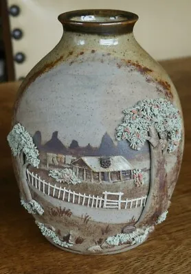 Buy Vintage Shirley Sakrewski  Zaks  3d Stoneware Australian Pottery Vase, Farmhouse • 16£