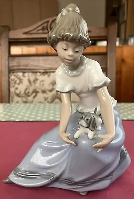 Buy NAO By Lladro Figurine #1011 “PLAYMATES” Girl With Puppy Dog On Her Knee • 12£