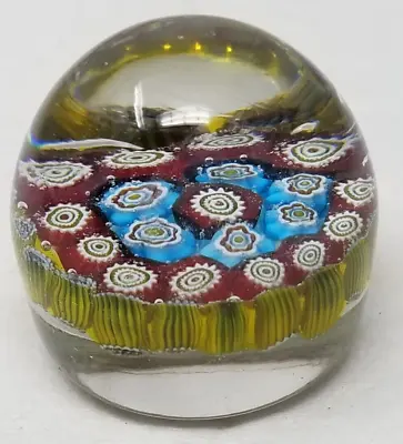 Buy Toadstool Tube Russian Millefiori Paperweight Art Glass Oval Small Maroon Yellow • 23.97£