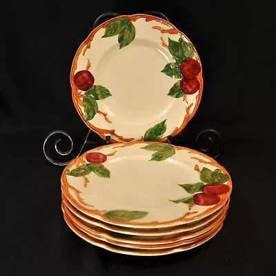 Buy Franciscan Apple Set Of 6 Salad Plates 8  Embossed 1953-1958 USA Red Green Brown • 69.47£