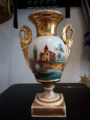 Buy Antique French Paris Porcelain Mid Victorian Tein Handled Italianate Vase • 25£