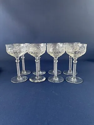 Buy 8 Early 20th Century Clear Glass Sherry Or Cordial Glasses C.1930-40s U.S.A. • 42.63£