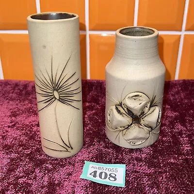 Buy 2x Bayle Kent Studio Pottery Vases Stylised Flower Modernist Brutalist Design • 24.75£
