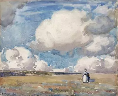 Buy GARNET RUSKIN WOLSELEY (1884-1967) Watercolour Painting FIGURES IN LANDSCAPE • 195£