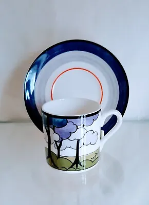 Buy Clarice Cliff Wedgwood Reproduction Cafe Chic Coffee Cup And Saucer Blue Firs • 25£
