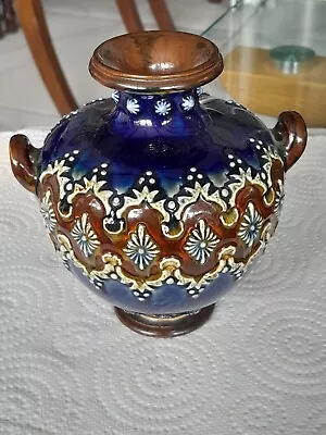 Buy Antique Doulton Lambeth England  Art Nouveau Cobalt Blue Ornament Vase • 15£