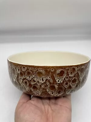 Buy New Devon Pottery Fruit Bowl Glazed Brown Beige Cream Honeycomb Print Textured • 13.93£