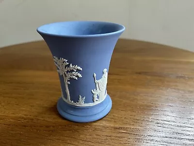 Buy Vintage 1970s Wedgwood  Jasperware Blue And White Small Ceramic Vase • 18£