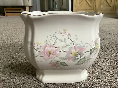 Buy Royal Victoria Pottery WADE Square Planter Pot Pink Flower Design Gold Rim • 8.99£