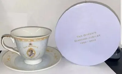 Buy Tea Cup And Saucer Set Royal Queens Diamond Jubilee Porcelain Premium Gift • 10.99£