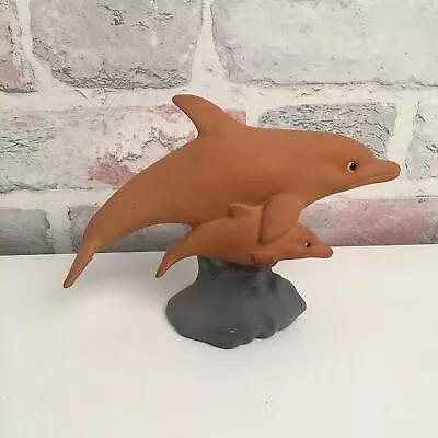 Buy Natural Unglazed Pottery Dolphins Ornament Unique Marine Collectible  • 11.69£